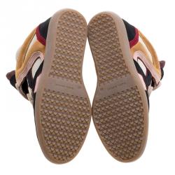 Pre Owned Isabel Marant Multicolor Suede and Leather Bekett Wedge Sneakers Size 40