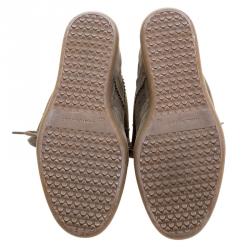 Pre Owned Isabel Marant Khaki Suede Etoile Bobby Wedge Sneakers Size 40