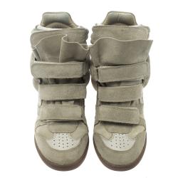 Pre Owned Isabel Marant Beige Suede Bekett Wedge Sneakers Size 37
