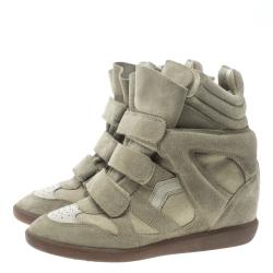 Pre Owned Isabel Marant Beige Suede Bekett Wedge Sneakers Size 37