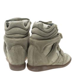 Pre Owned Isabel Marant Beige Suede Bekett Wedge Sneakers Size 37