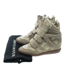 Pre Owned Isabel Marant Beige Suede Bekett Wedge Sneakers Size 37