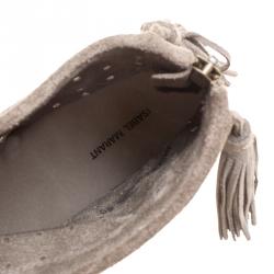 Pre Owned Isabel Marant Moss Green Perforated Suede Basley Ankle Boots Size 40