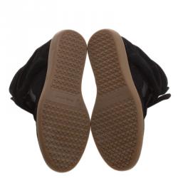 Pre Owned Isabel Marant Black Suede and Leather Bekett Wedge Sneakers Size 38