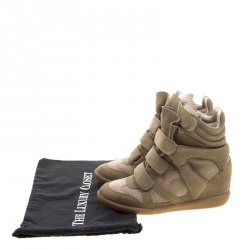 Pre Owned Isabel Marant Khaki Suede Bekett Wedge Sneakers Size 40