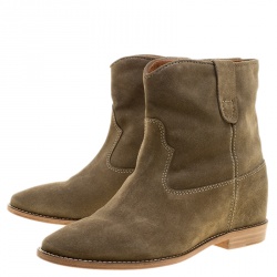 Pre Owned Isabel Marant Beige Suede Crisi Ankle Boots Size 39.5