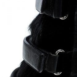 Pre Owned Isabel Marant Black Suede and Calf Hair Scarlet Wedge Boots Size 36