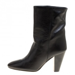Pre Owned Isabel Marant Black Leather Ankle Boots Size 37