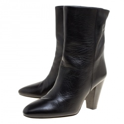 Pre Owned Isabel Marant Black Leather Ankle Boots Size 37