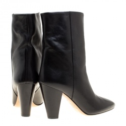 Pre Owned Isabel Marant Black Leather Ankle Boots Size 37