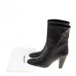 Pre Owned Isabel Marant Black Leather Ankle Boots Size 37