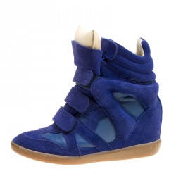 Pre Owned Isabel Marant Blue Suede Bekett Wedge Sneakers Size 37