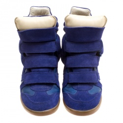 Pre Owned Isabel Marant Blue Suede Bekett Wedge Sneakers Size 37