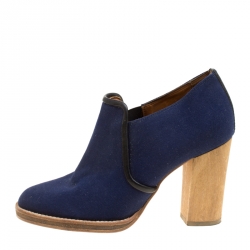 Isabel Marant Blue Canvas Block Heel Booties Size 37