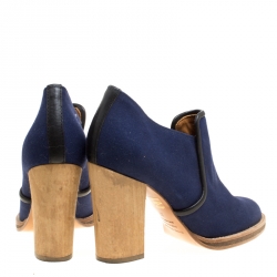Isabel Marant Blue Canvas Block Heel Booties Size 37