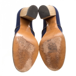 Isabel Marant Blue Canvas Block Heel Booties Size 37