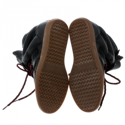 Pre Owned Isabel Marant Black Suede And Leather Bekett Wedge Sneakers Size 38