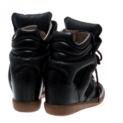 Pre Owned Isabel Marant Black Suede And Leather Bekett Wedge Sneakers Size 38