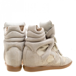 Pre Owned Isabel Marant Beige Suede Bekett Wedge Sneakers Size 39