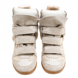 Pre Owned Isabel Marant Beige Suede Bekett Wedge Sneakers Size 39