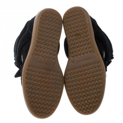 Pre Owned Isabel Marant Black Suede And Leather Bekett Wedge Sneakers Size 38