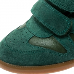 Pre Owned Isabel Marant Green Suede Bekett Wedge Sneakers Size 38