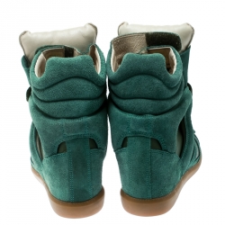 Pre Owned Isabel Marant Green Suede Bekett Wedge Sneakers Size 38