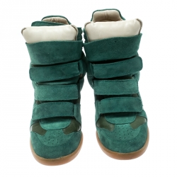 Pre Owned Isabel Marant Green Suede Bekett Wedge Sneakers Size 38
