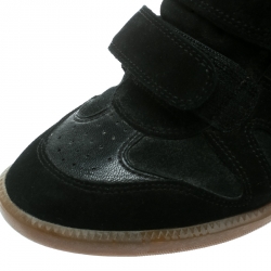 Pre Owned Isabel Marant Black Suede Bekett Wedge Sneakers Size 39