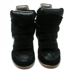 Pre Owned Isabel Marant Black Suede Bekett Wedge Sneakers Size 39