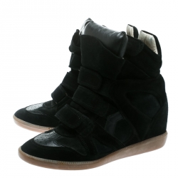 Pre Owned Isabel Marant Black Suede Bekett Wedge Sneakers Size 39