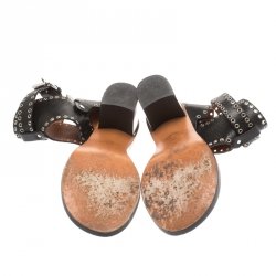Isabel Marant Black Studded Leather Jaeryn Ankle Strap Sandals Size 40