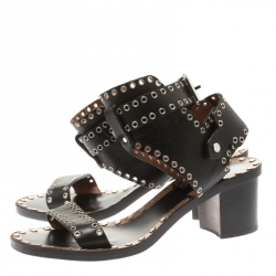Isabel Marant Black Studded Leather Jaeryn Ankle Strap Sandals Size 40