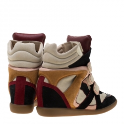 Isabel Marant Multicolor Suede And Leather Bekett Wedge Sneakers Size 40