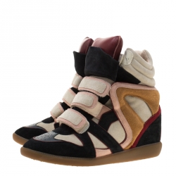 Isabel Marant Multicolor Suede And Leather Bekett Wedge Sneakers Size 40