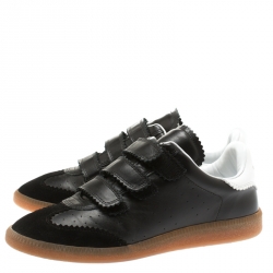 Pre Owned Isabel Marant Black Leather And Suede Beth Velcro Sneakers Size 41