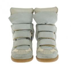 Pre Owned Isabel Marant Grey Bayley Star Wedge Sneakers Size 37