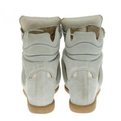 Pre Owned Isabel Marant Grey Bayley Star Wedge Sneakers Size 37