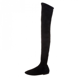 Pre Owned Isabel Marant Black Stretch Suede Brenna Over the Knee Thigh High Boots Size 40