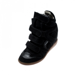 Pre Owned Isabel Marant Black Suede Bekett Wedge Sneakers Size 39