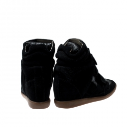 Pre Owned Isabel Marant Black Suede Bekett Wedge Sneakers Size 39