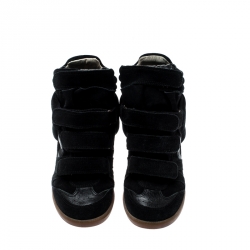 Pre Owned Isabel Marant Black Suede Bekett Wedge Sneakers Size 39