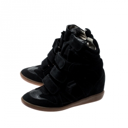 Pre Owned Isabel Marant Black Suede Bekett Wedge Sneakers Size 39