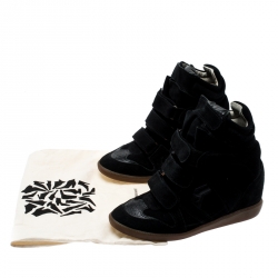 Pre Owned Isabel Marant Black Suede Bekett Wedge Sneakers Size 39