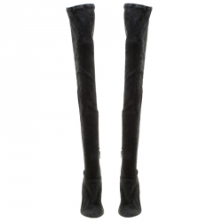 Pre Owned Isabel Marant Grey Stretch Suede Brenna Thigh Length Boots Size 39