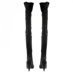 Pre Owned Isabel Marant Grey Stretch Suede Brenna Thigh Length Boots Size 39