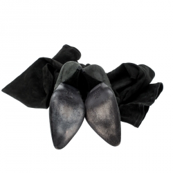 Pre Owned Isabel Marant Grey Stretch Suede Brenna Thigh Length Boots Size 39