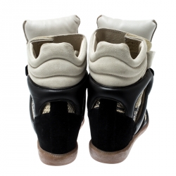 Pre Owned Isabel Marant Tricolor Python Embossed And Suede Leather Bekett Wedge High Top Sneakers Size 36