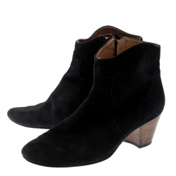 Isabel Marant Black Suede Dicker Ankle Boots Size 40