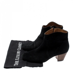 Isabel Marant Black Suede Dicker Ankle Boots Size 40
